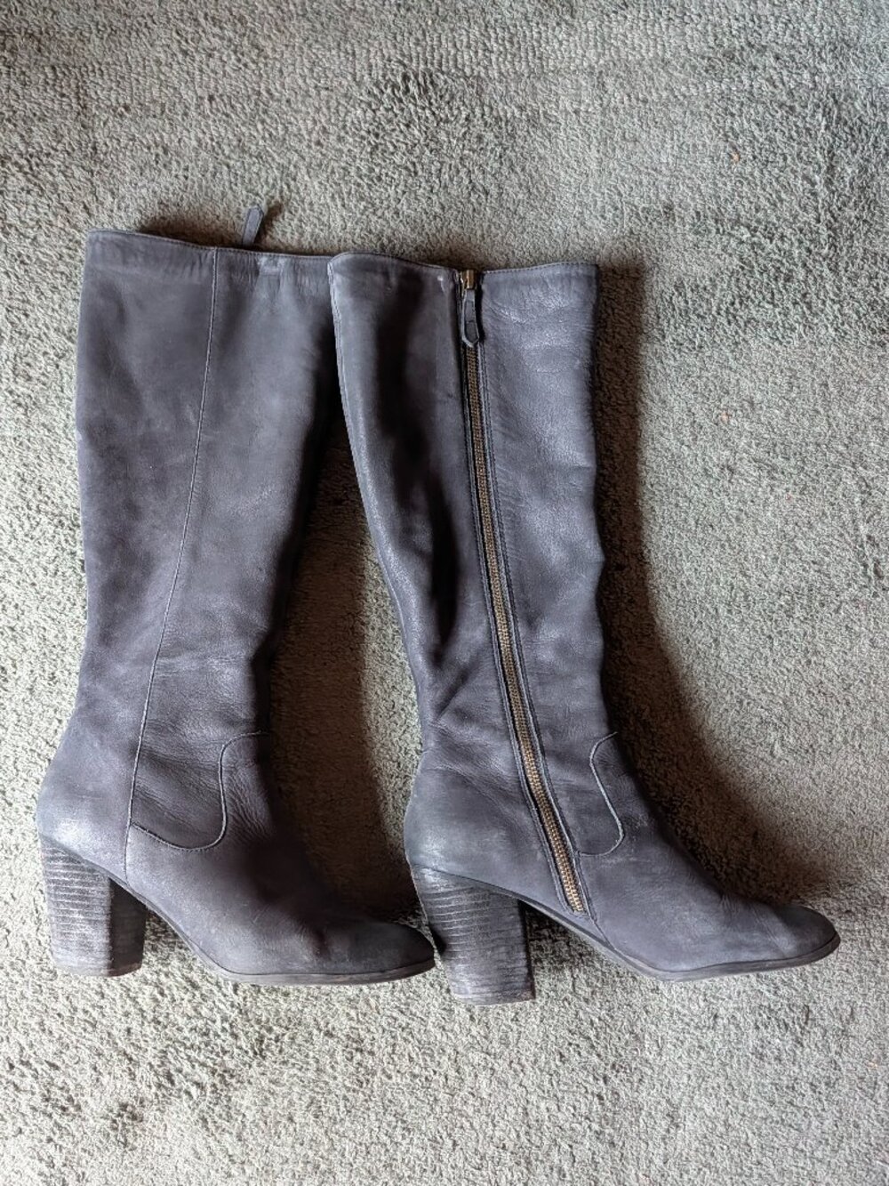 Knee high black boots - leather upper 8.5